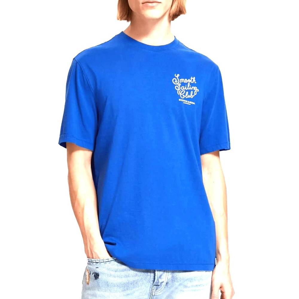 Scotch & Soda t-shirt graphic tee mens M Medium french blue pocket cotton $48